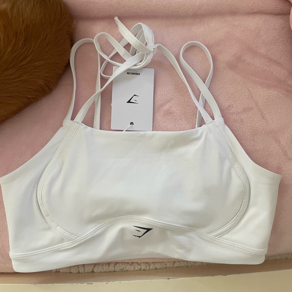 white gymshark small halter neck crop cami tank